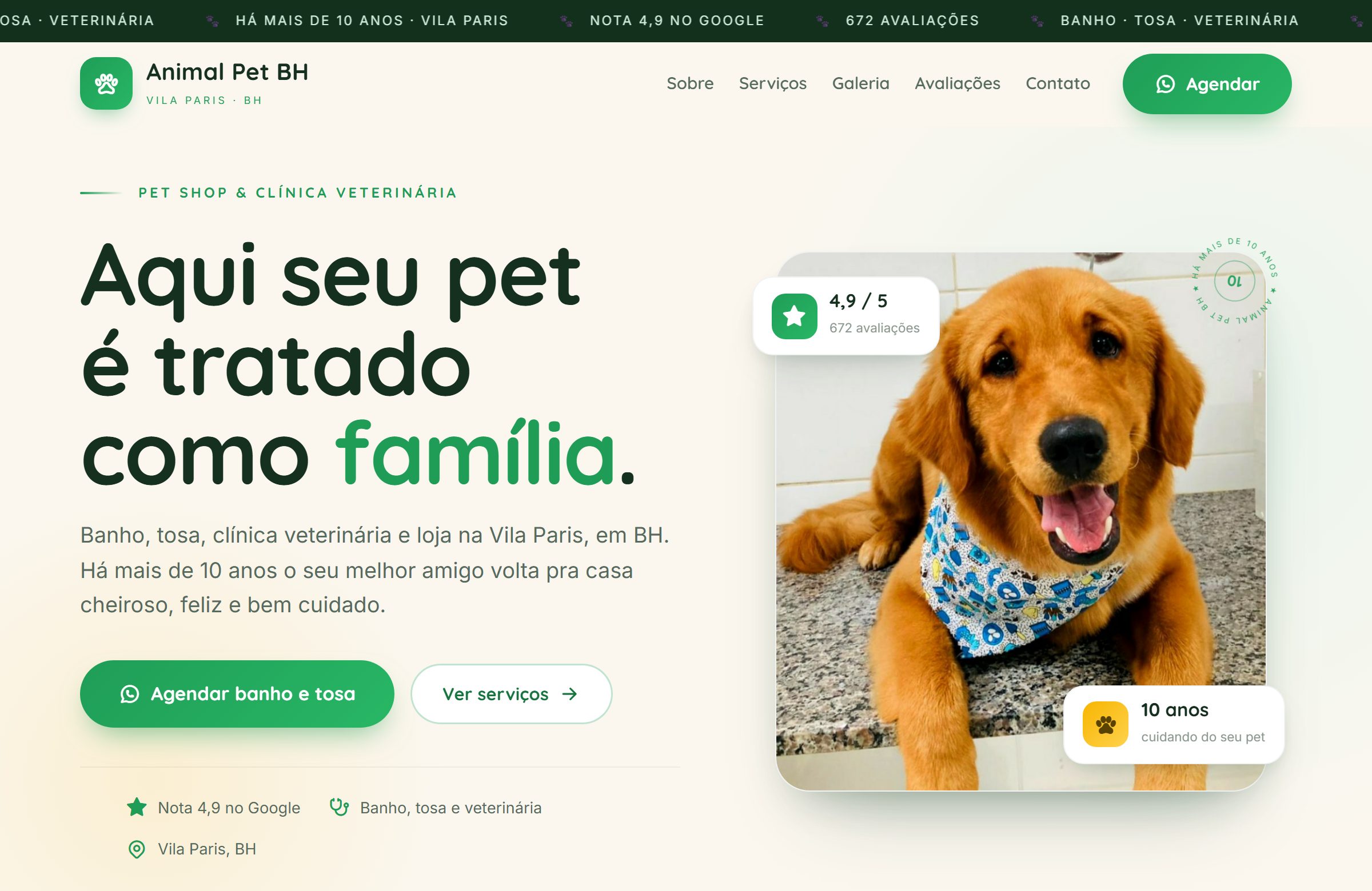 Site do Animal Pet BH