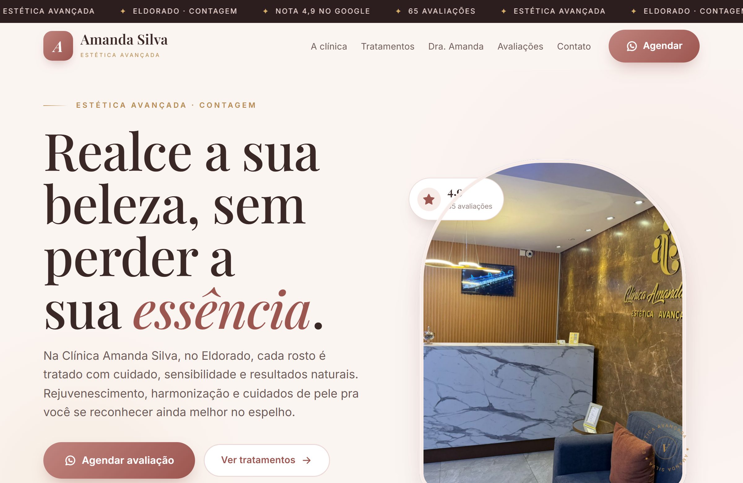 Site da Clínica Amanda Silva