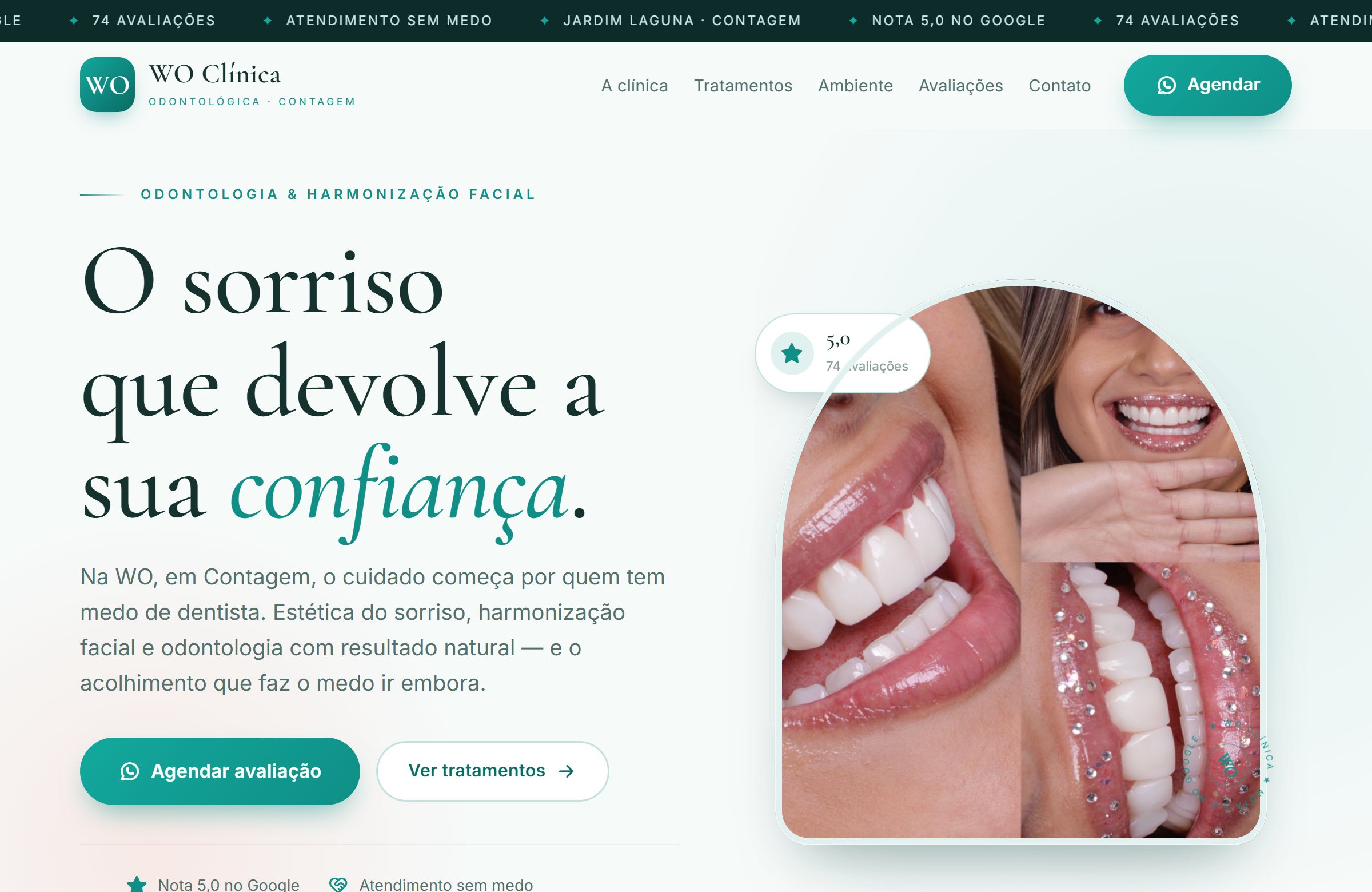Site da WO Clínica Odontológica